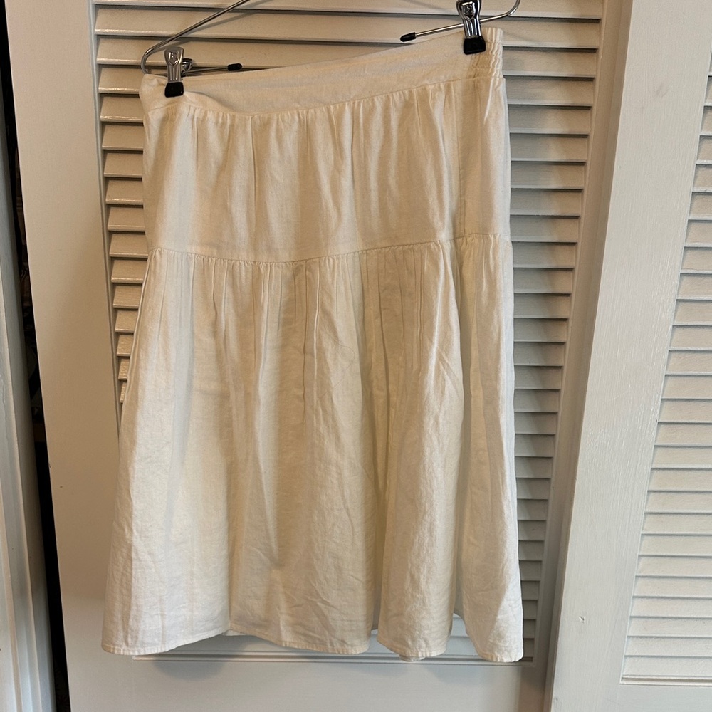 Caslon White A-Line Tiered Linen Skirt